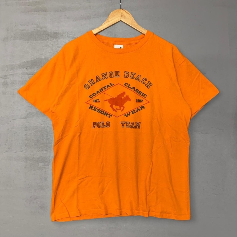 Vintage Orange Beach Polo Team 1983 Single Stitch Retro Tee Shirt‎ Large